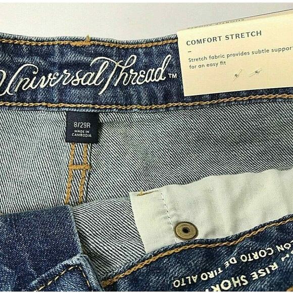 Womens Cut Off Jean Shorts Sz 8 Shortie Short Denim Raw Hem Distress High‎ Rise - Picture 6 of 6